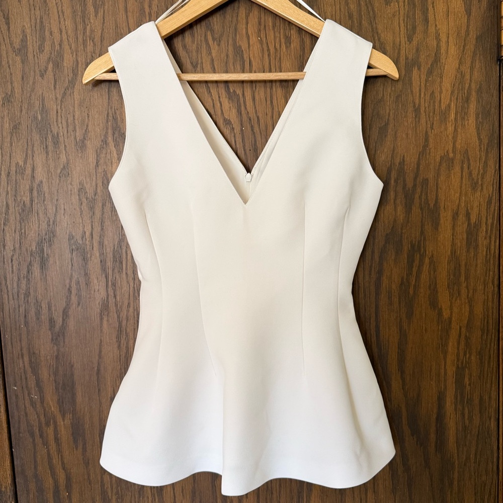 ✨NWT Zara White V-Neck Peplum Top Modern Chic Clean Girl Minimalist Office Chic